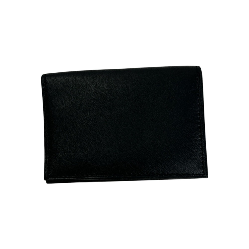 Minimalist Black Genuine Leather Bifold Card Wallet & ID Case Slim